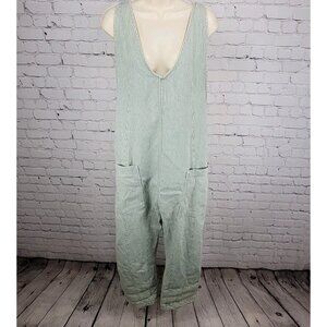 We The Free Blue 100% Cotton Denim Striped Overalls Jumpsuit Free People Large L